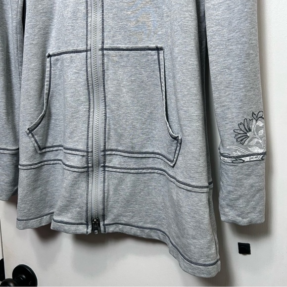 Y2K Athleta Floral Gray Full Zip Long Hoodie Jacket XS - Picture 3 of 12